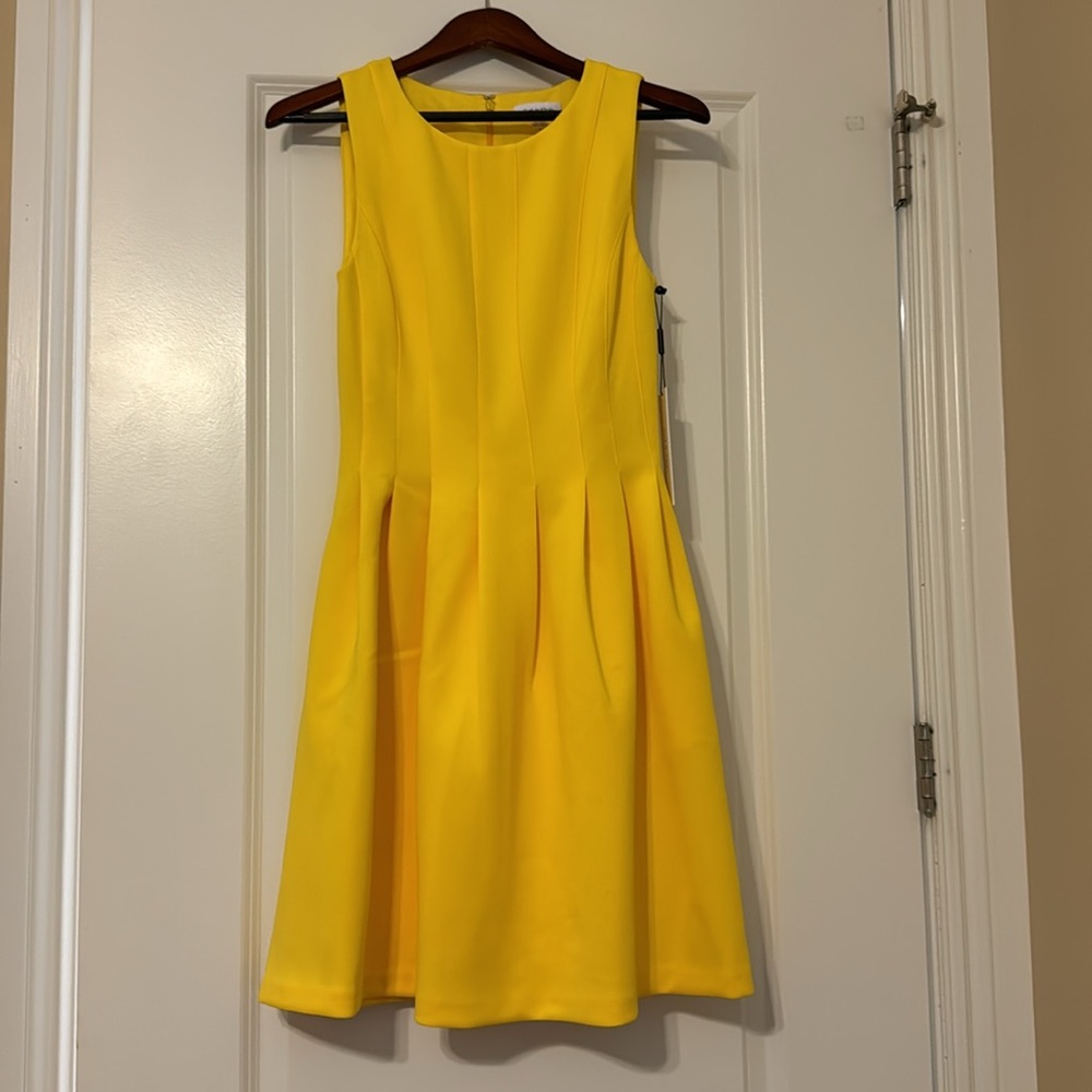 Calvin Klein Vibrant Yellow Midi Dress - Picture 4 of 6